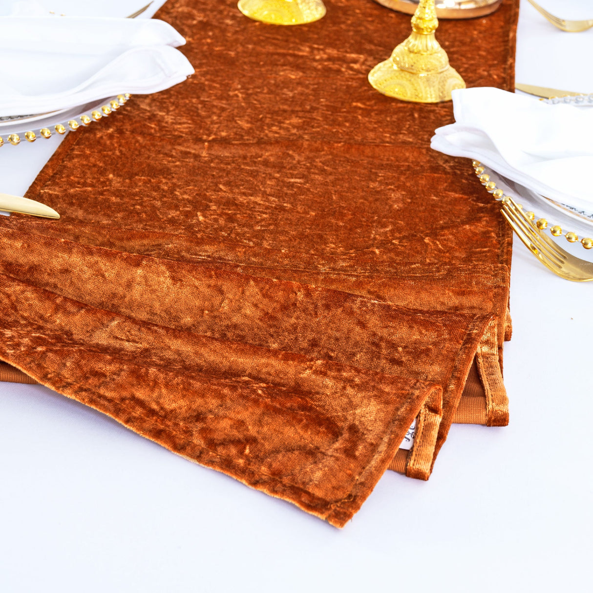 Velvet Table Runner 13x108 Rust/Burnt Orange