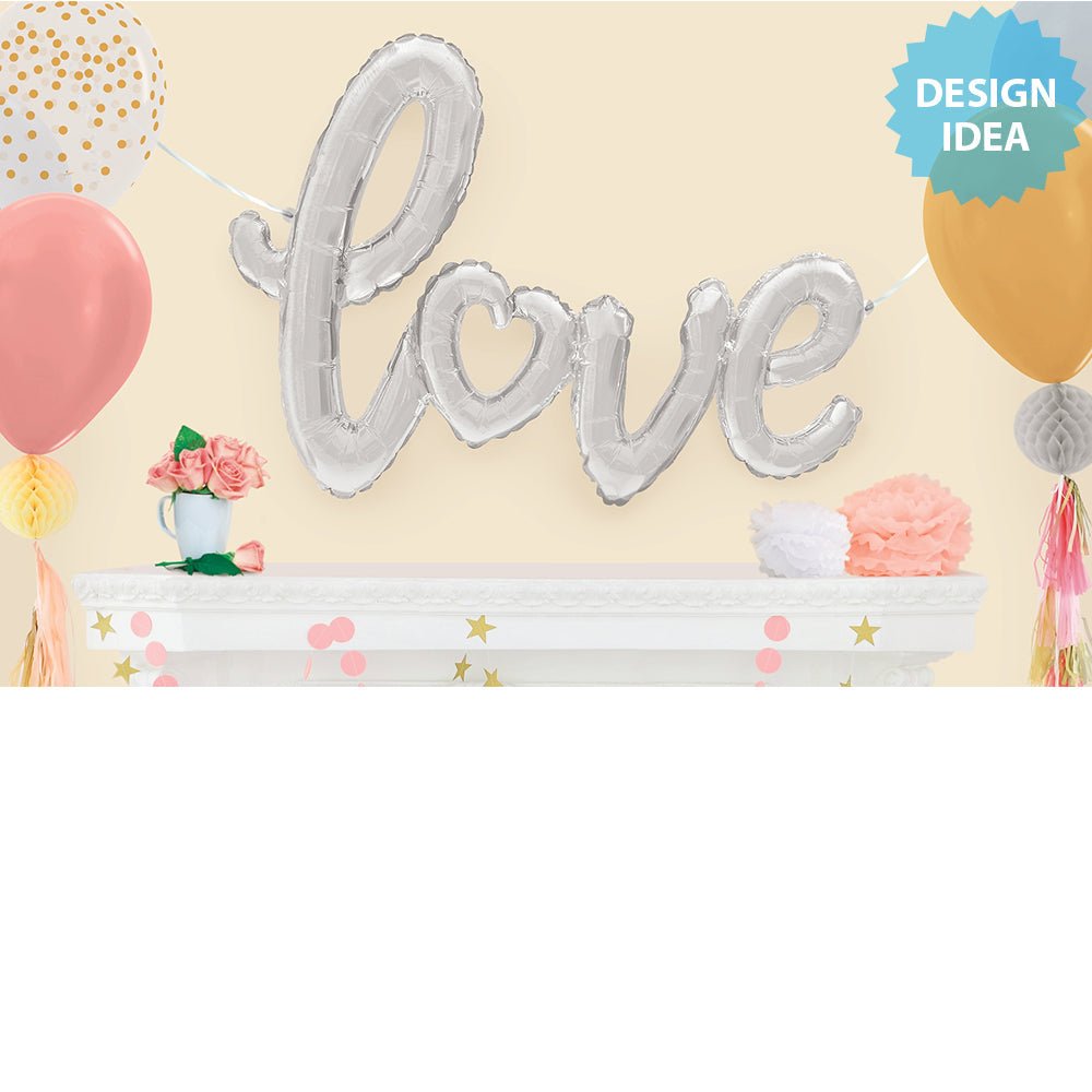 Foil Balloon Love Script Silver