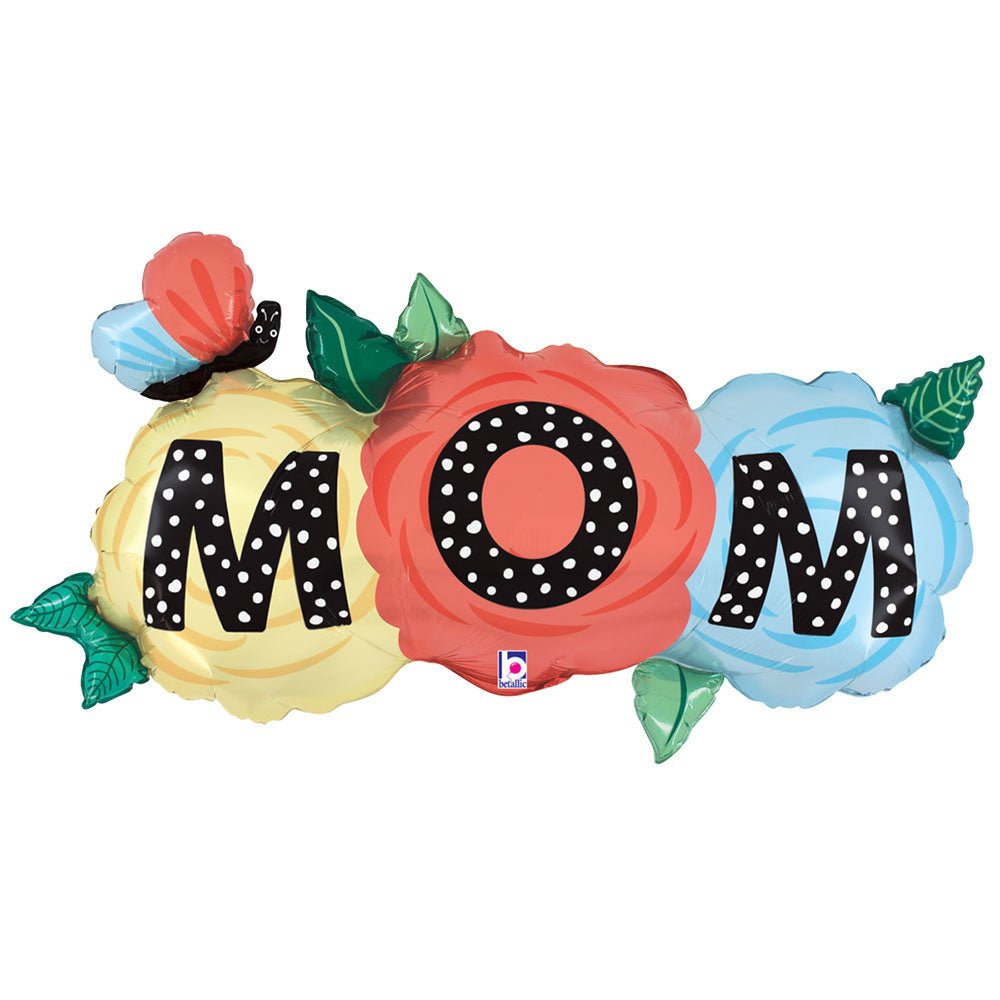 Foil Balloon Mom Butterfly Flowers 47 Inch