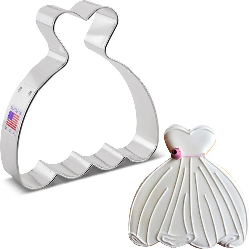 Ann Clark Wedding Dress Ball Princess Gown Cookie Cutter, 4"