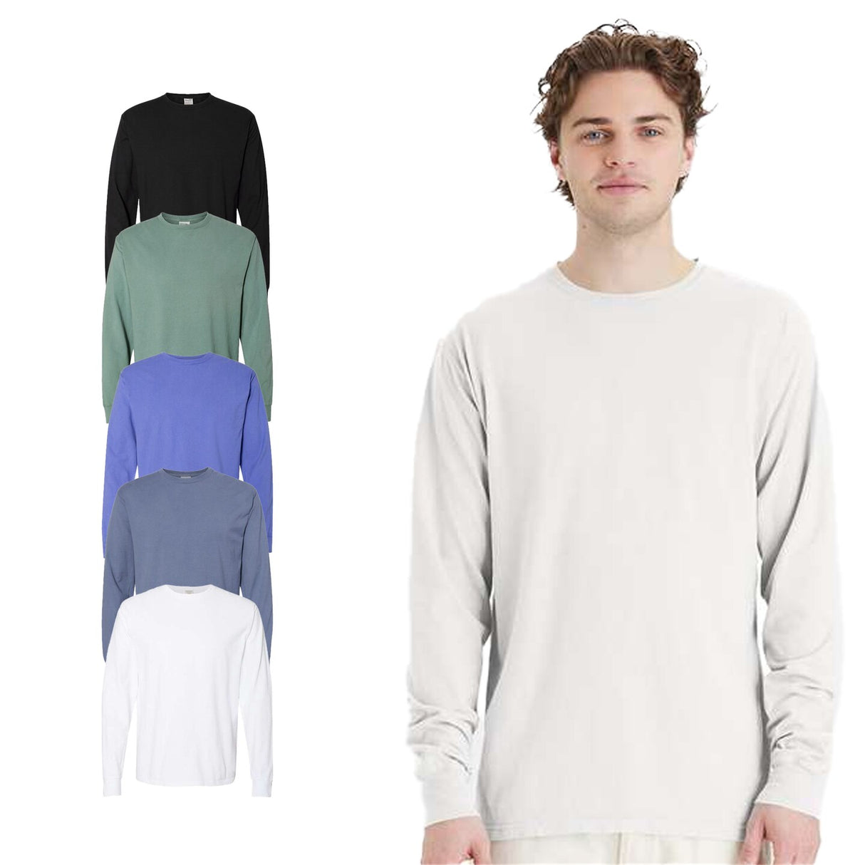 Hanes® Garment Dyed Long Sleeve Crewneck T-Shirt