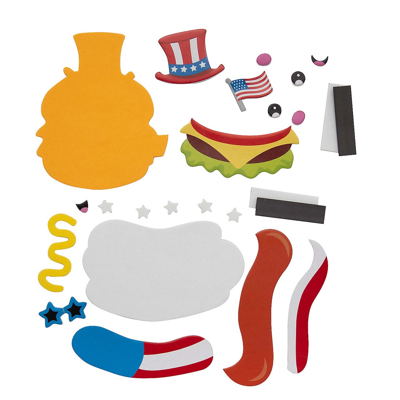 4" Patriotic Hamburger & Hot Dog Magnet Craft Kit Makes 12