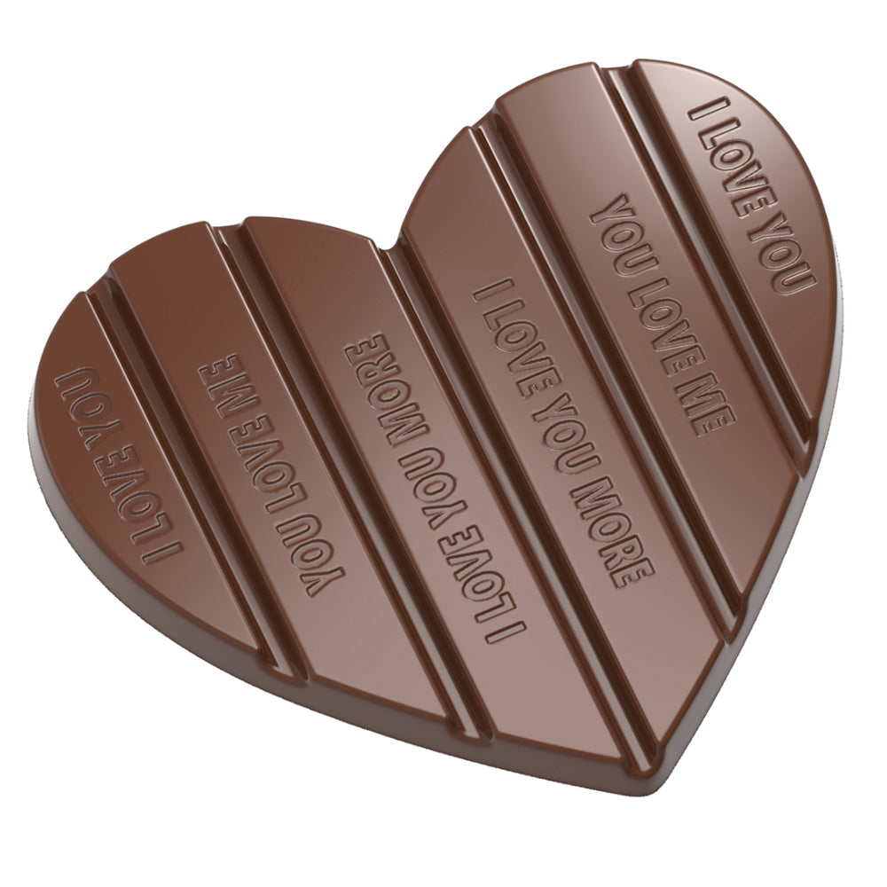Chocolate World Polycarbonate Chocolate Mold, Heart Tablet, 2 Cavities