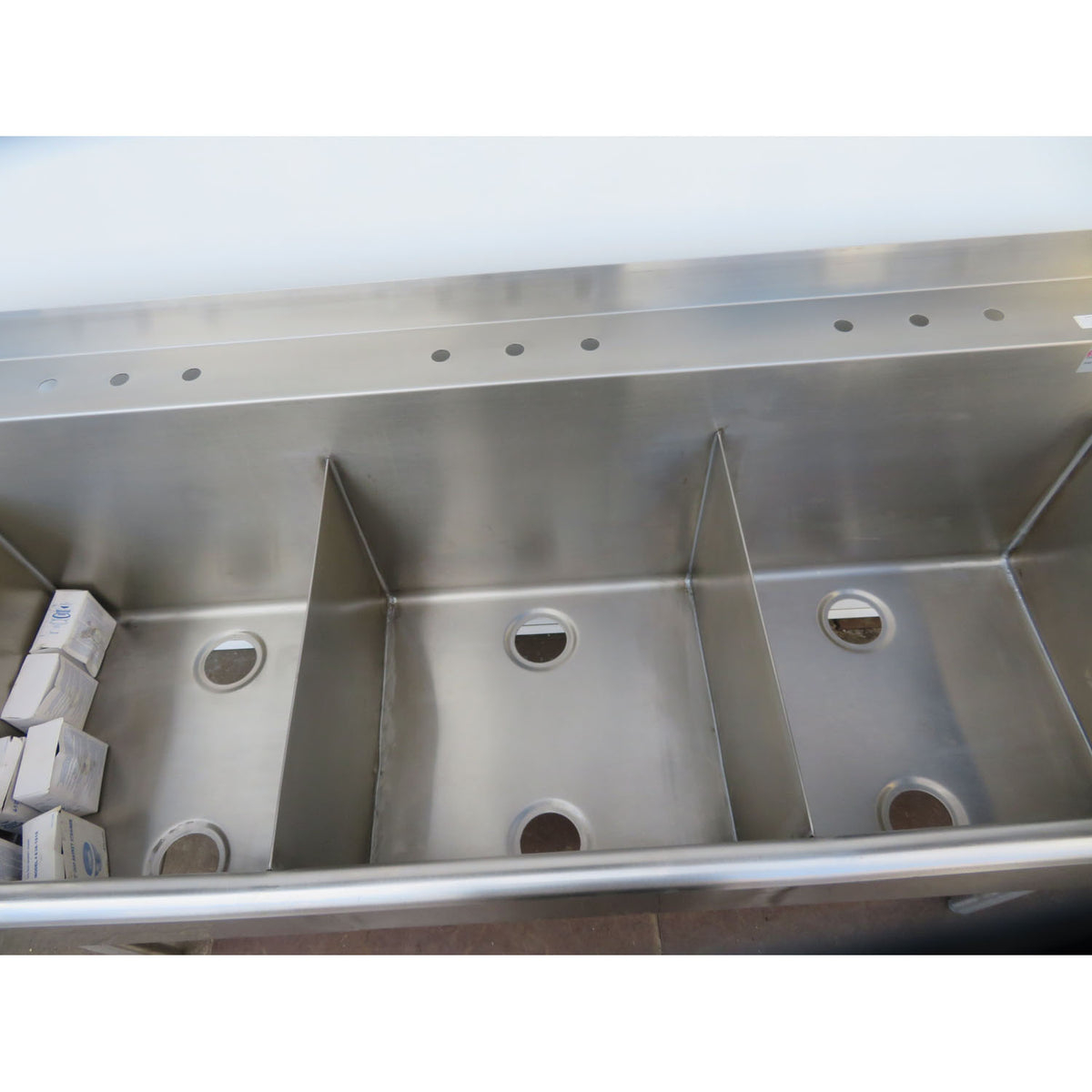 Custom Stainless 3 Compartment Sink, 70" Wide, 22" X 22" X 16"D Per Comp.