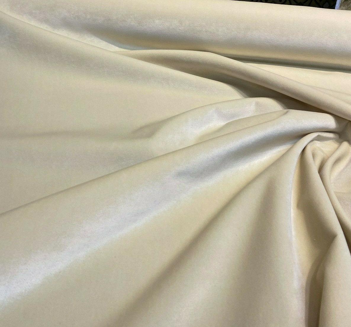 Bentley Velvet Upholstery Fabric - Butter Cream, 54" Width (1 Yard)