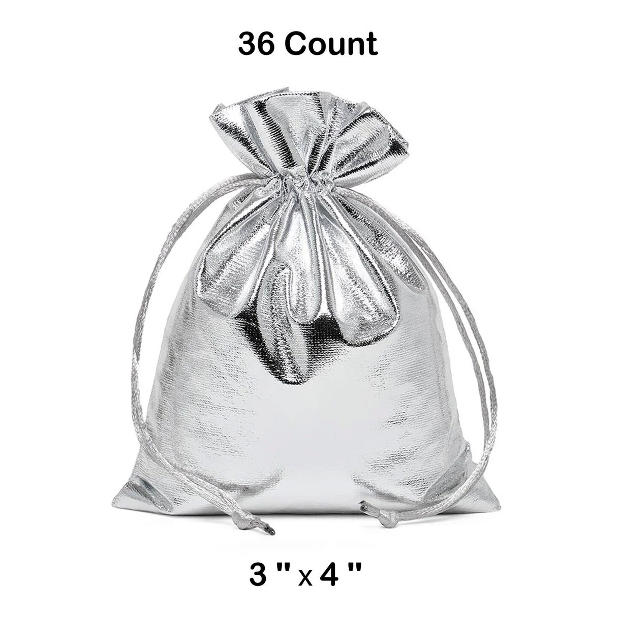 Metallic Lame Bags 3 '' x 4 '' Silver Color 12 EACH / PACKAGE