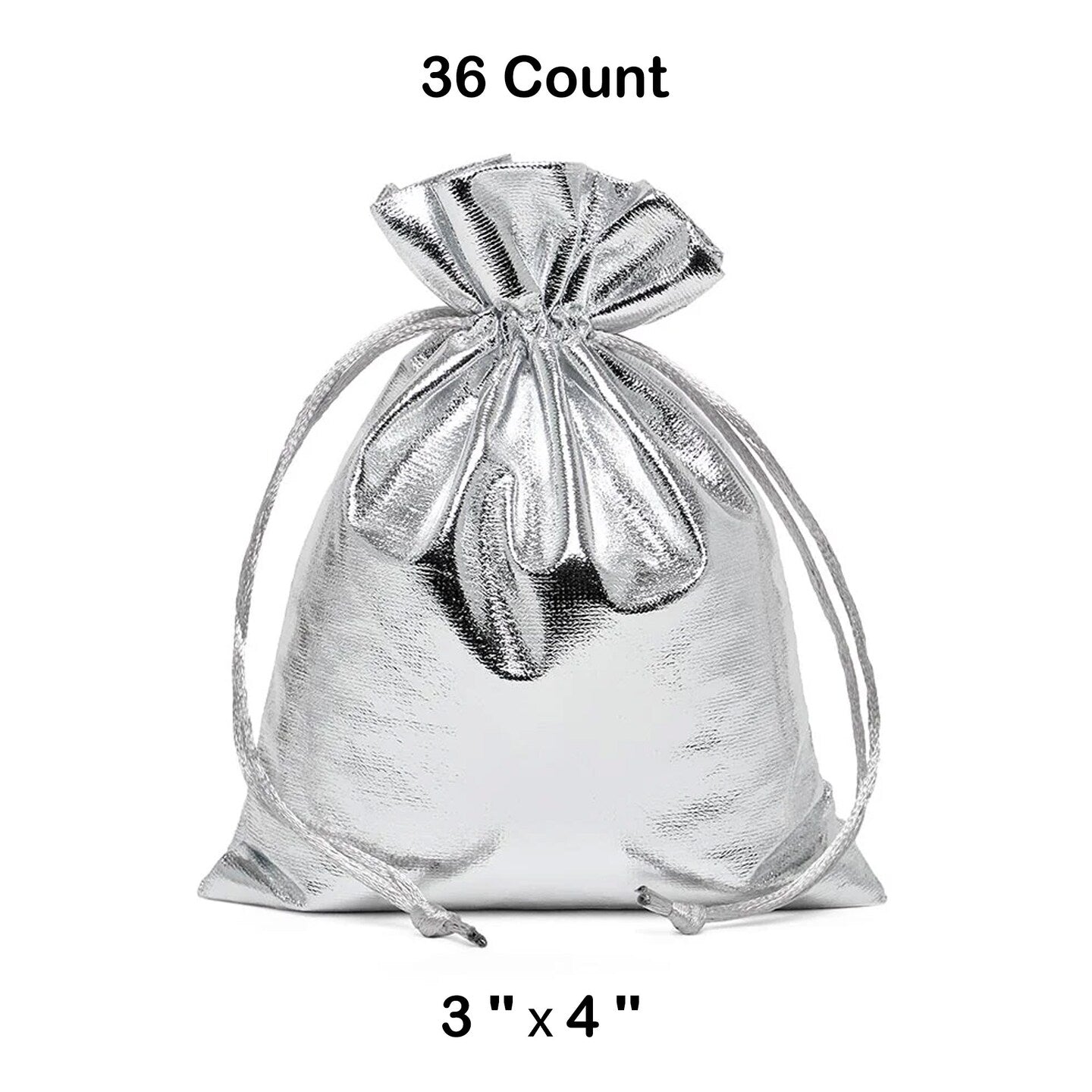 Metallic Lame Bags 3 '' x 4 '' Silver Color 12 EACH / PACKAGE