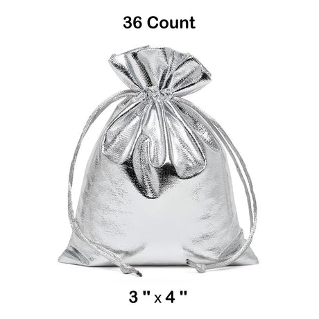 Metallic Lame Bags 3 '' x 4 '' Silver Color 12 EACH / PACKAGE