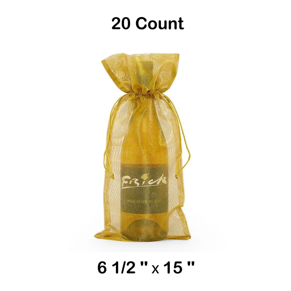 Metallic Fabric Wine Bags 6 1/2 '' x 15 '' Metallic Gold Color 10 EACH / PACKAGE