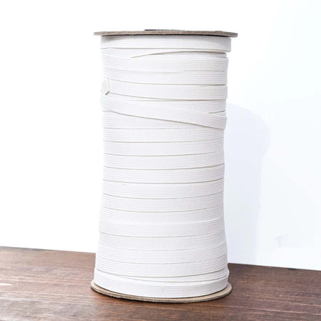 3/8" White Flat Braided Durable Elastic Cord 5 Yards