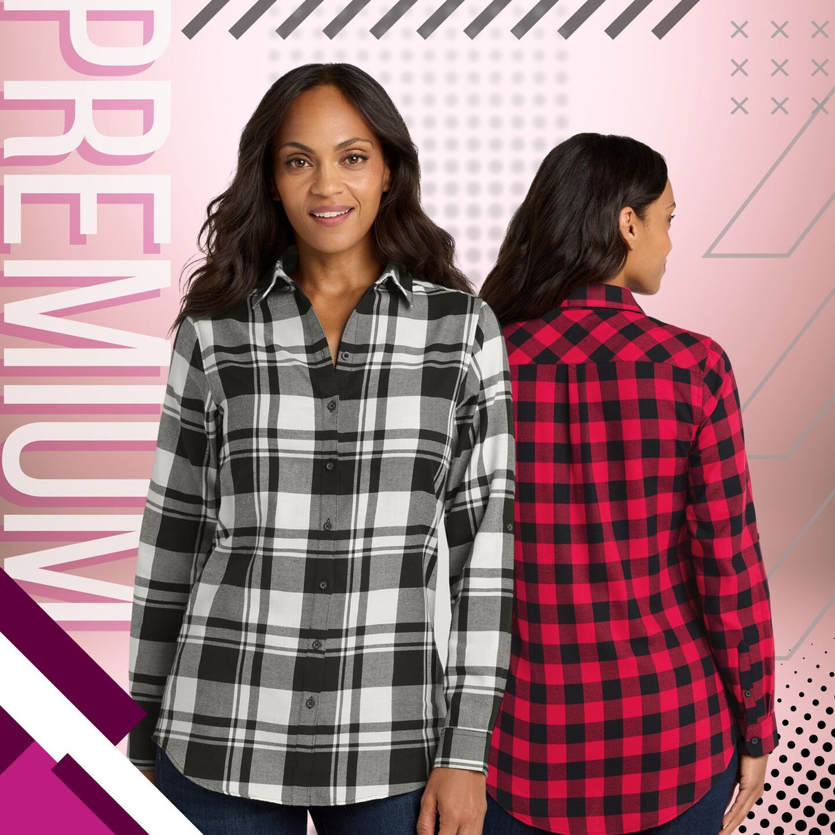 Port Authority® Plaid Tunic Flannel Shirt Women