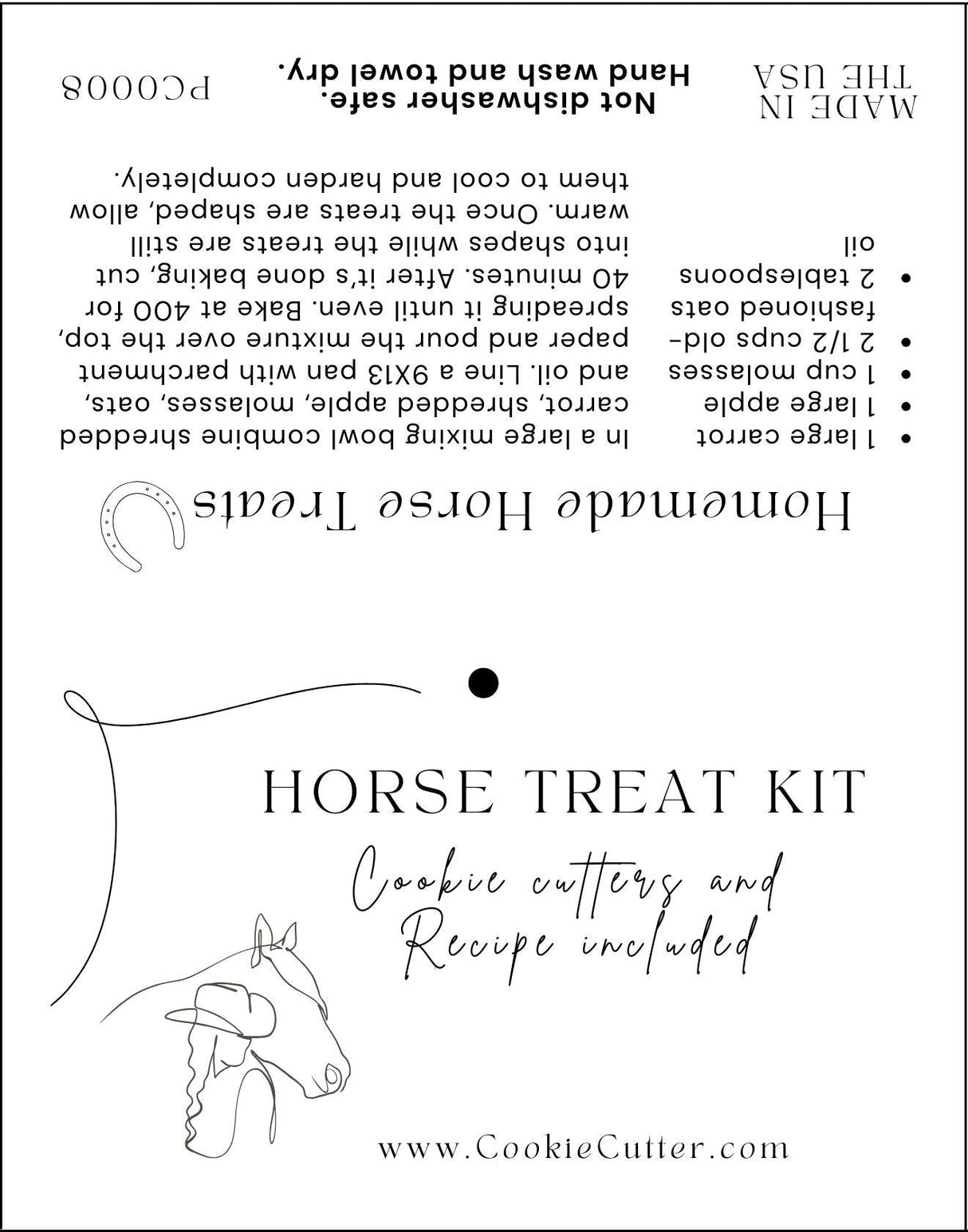 Horse Treat Kit – 2-Piece Horse & Carrot Cookie Cutter Set – DIY Homemade Horse Treats with Healthy Recipe – Fun Gift for Equestrians & Horse Lovers DT603