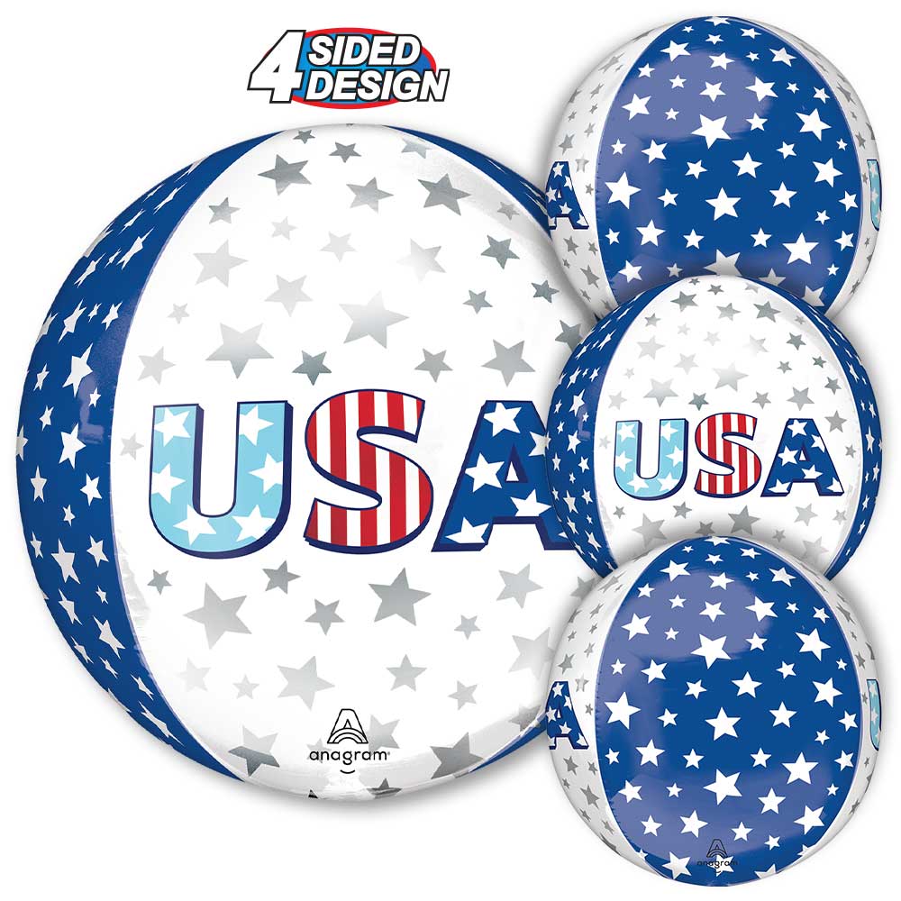 Foil Balloon USA Star Bursts Orbz