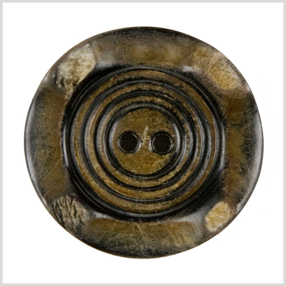 Burnt Brown 2-Hole Carved Horn Button - 32L/20mm