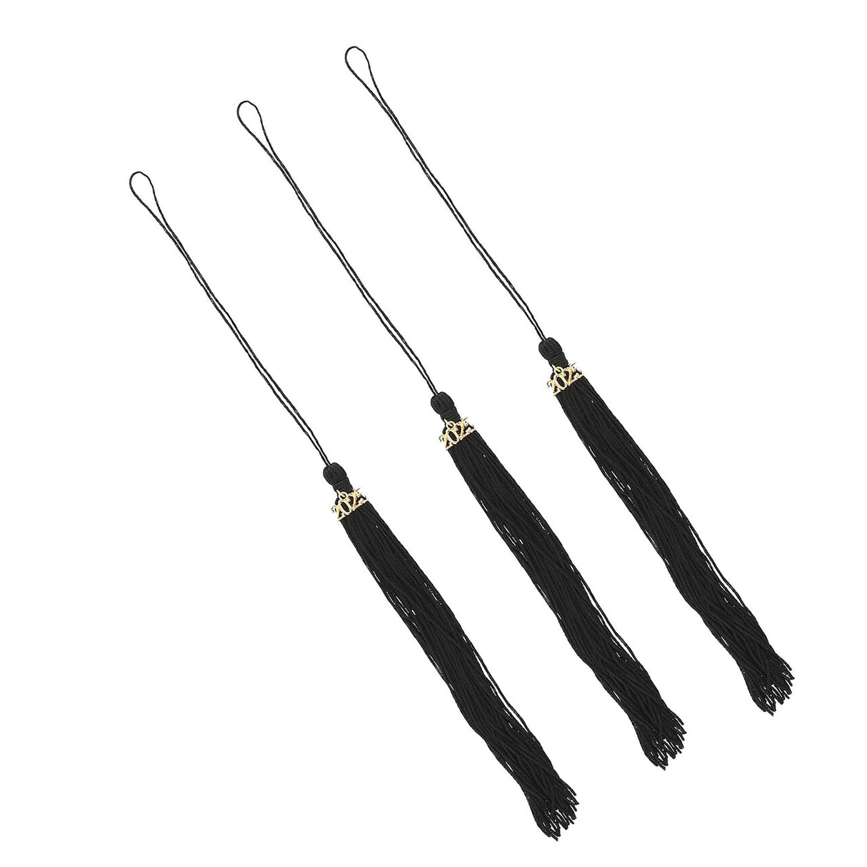 8" Black 2025 Polyester Graduate Mortarboard Tassels - 12 Pc.