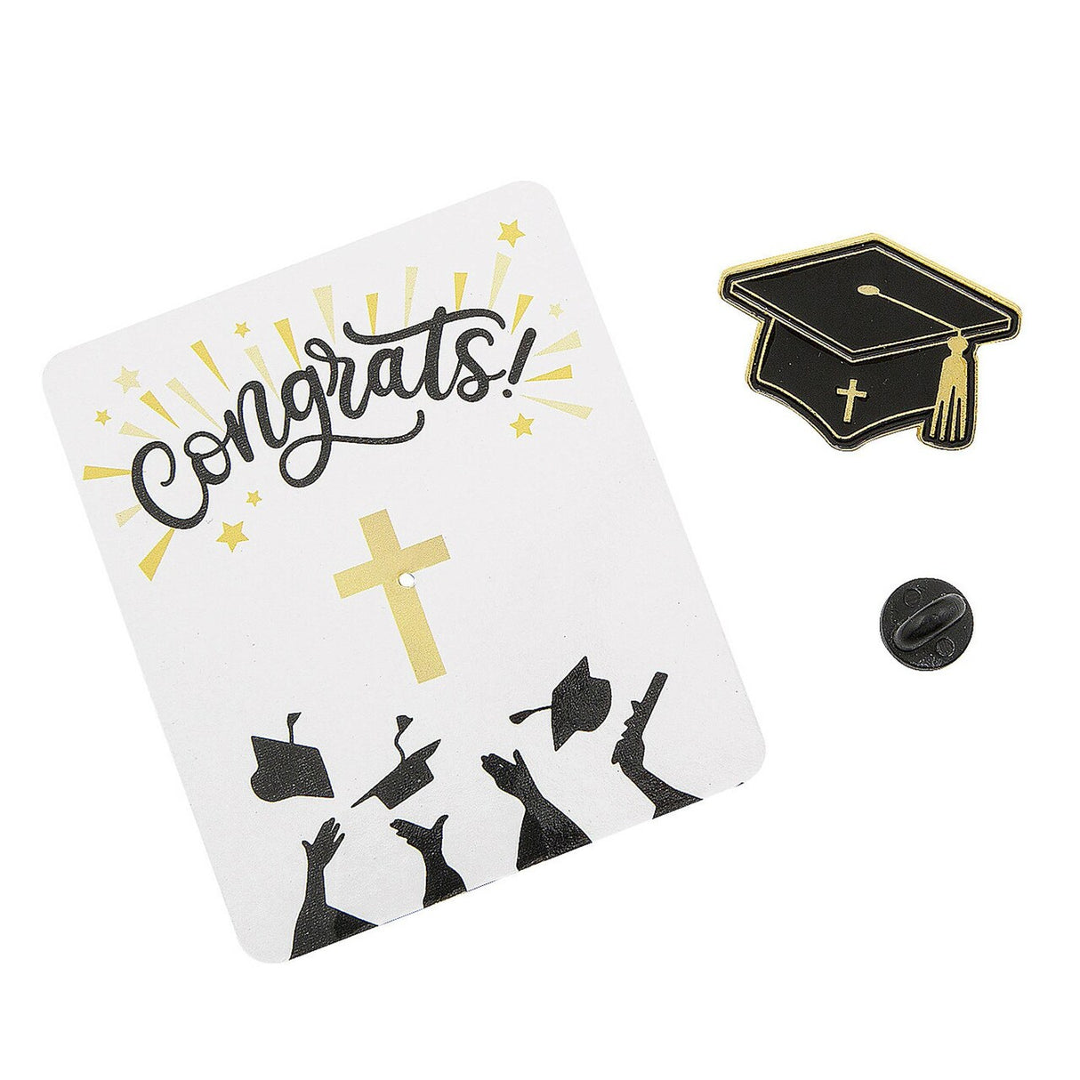 12 Pc. 1 1/4" x 1" Religious Graduate Mortarboard Enamel Pins on Card for 12