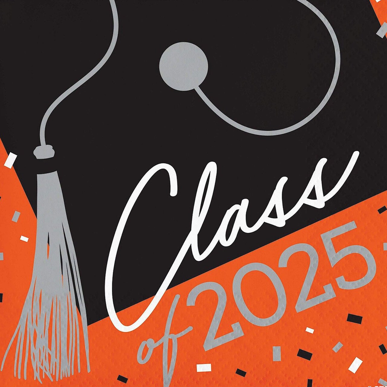 Class of 2025 Orange Graduation Beverage Napkins – 108 Count | School Spirit Collection