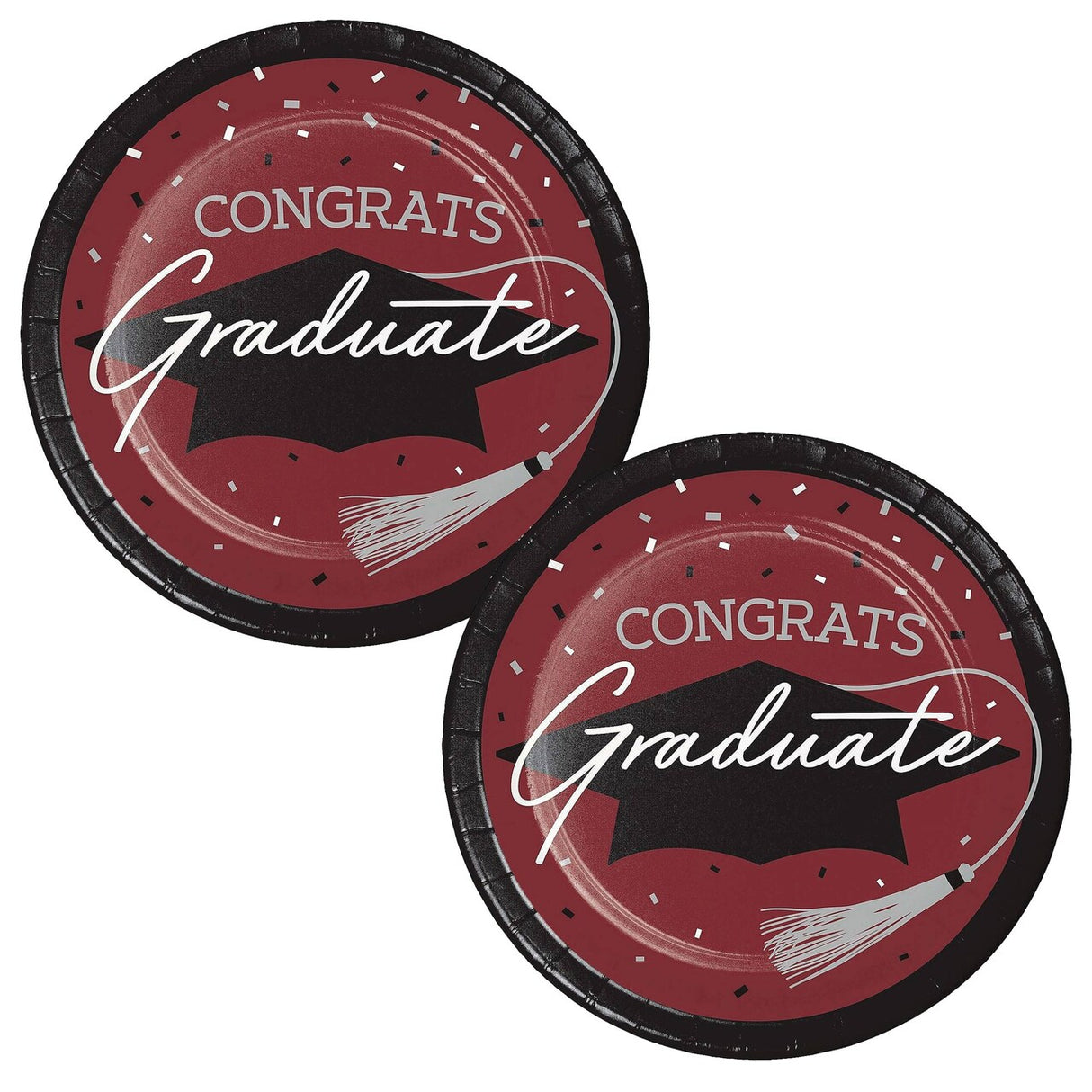Creative Converting School Spirit Burgundy Graduation Dessert Plates – 54ct