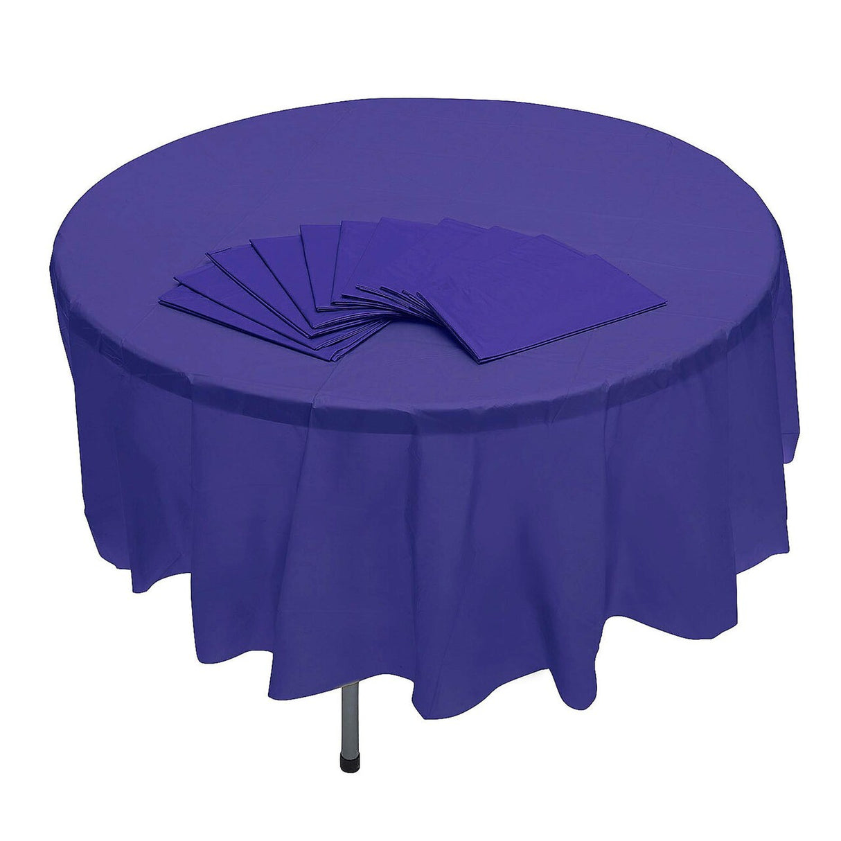 82" Bulk Pack of 12 Purple Banquet-Style Round Disposable Plastic Tablecloths