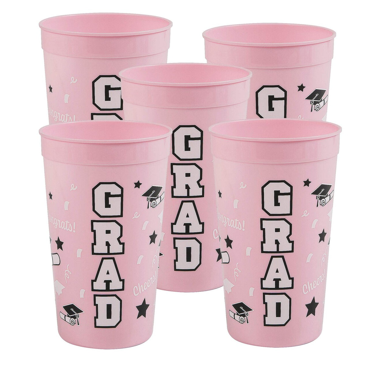 6 3/4" 32 oz. Bright Pink Grad Reusable Plastic Tumblers - 12 Ct.