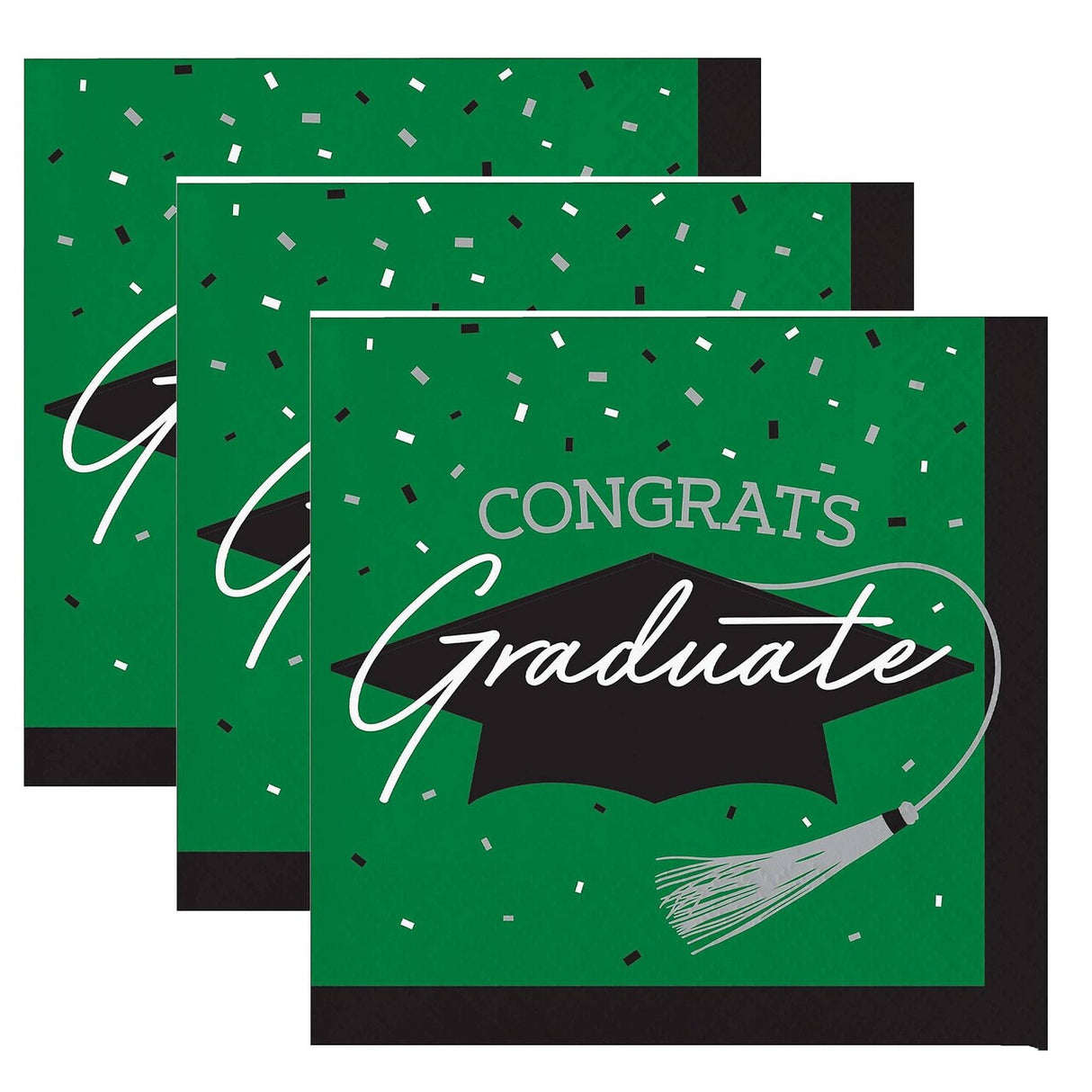 Creative Converting School Spirit Green Graduation Beverage Napkins – 108ct