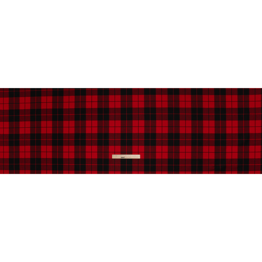 Virgin Wool Twill Made in Italy - Red and Black Classic Plaid