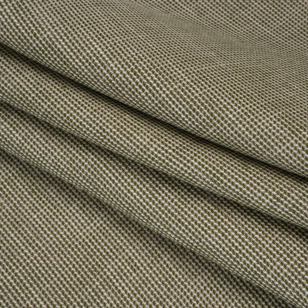 Linen Twill - Beige, Grass Green and White Stripes