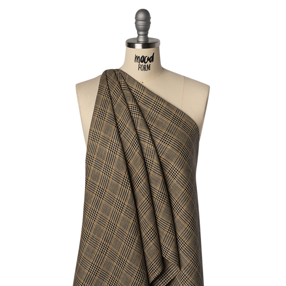 Linen Twill - Black, Beige and Tan Glen Plaid
