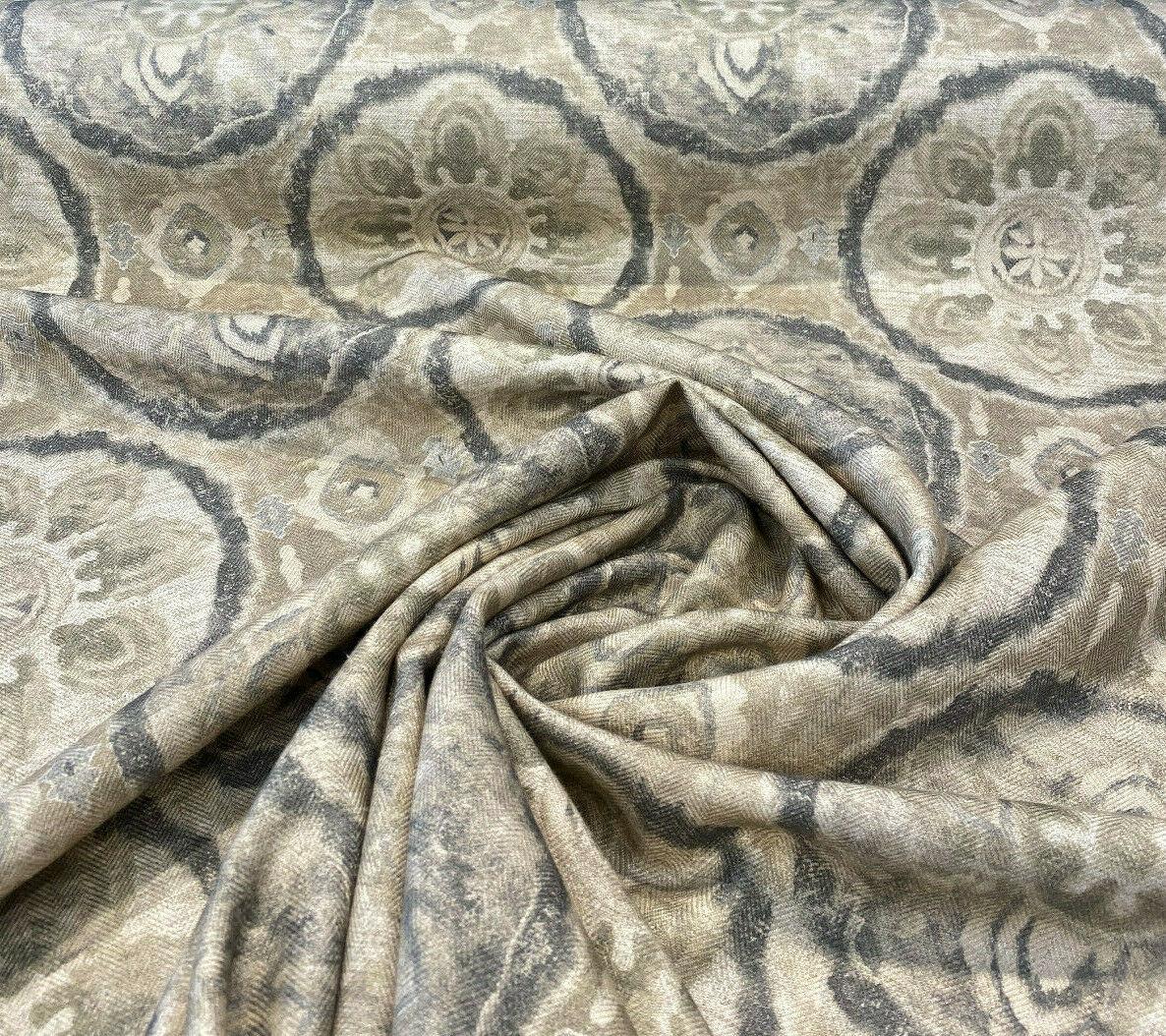 Celestial Orb Viscose Linen Fabric - Pompeii Ethnic Pattern, 54" Width (1 Yard)