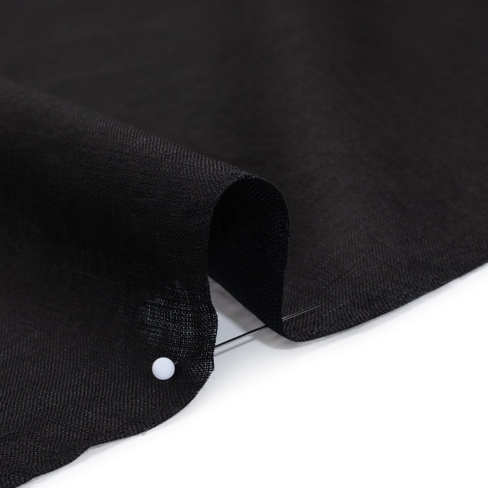 Plain Dyed Lightweight Linen Woven - Black - Famous Australian Designer Deadstock