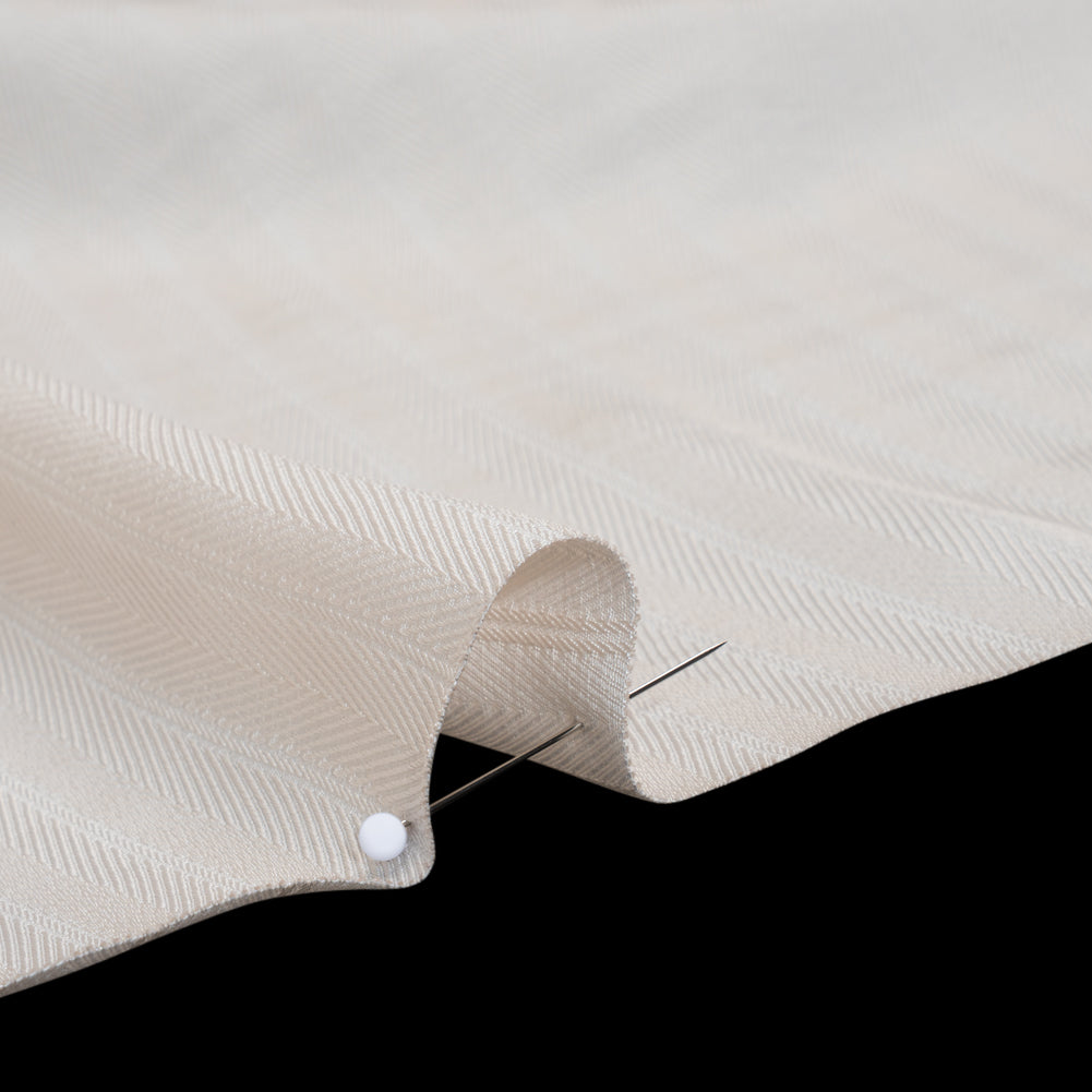 Fluid Rayon Twill - Cream Herringbone Stripes - Famous Australian Designer Deadstock