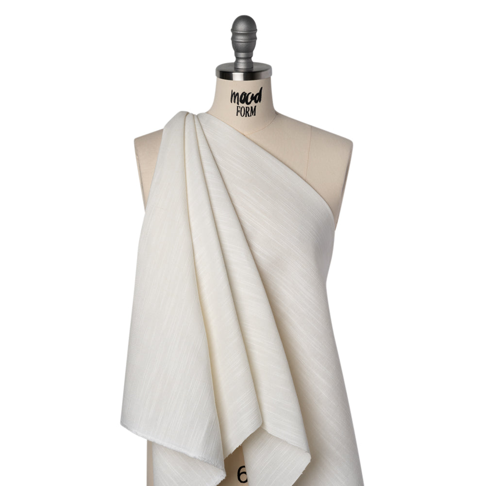 Cotton and Linen Heavy Slubbed Woven - Off White - Famous Australian Designer Deadstock