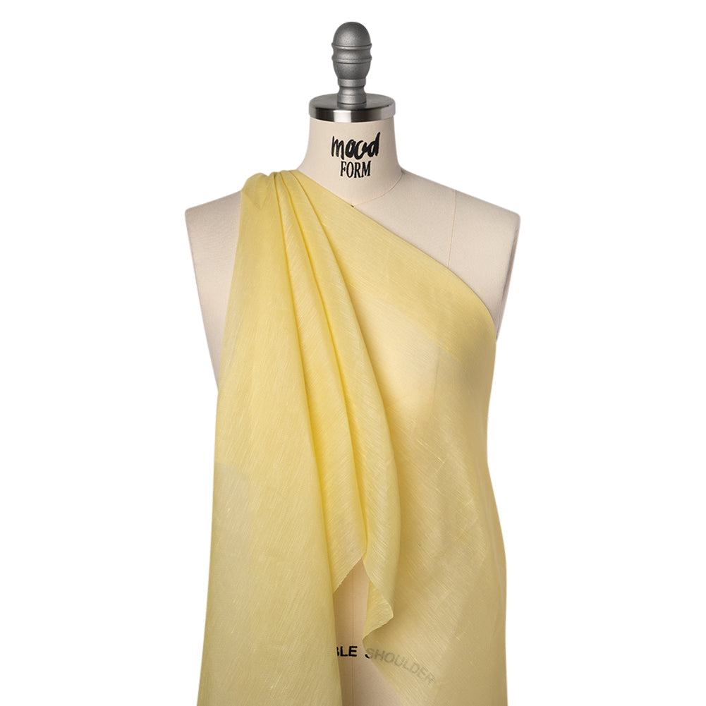 Linen and Silk Scrim - Light Lemon - Famous Australian Designer Deadstock