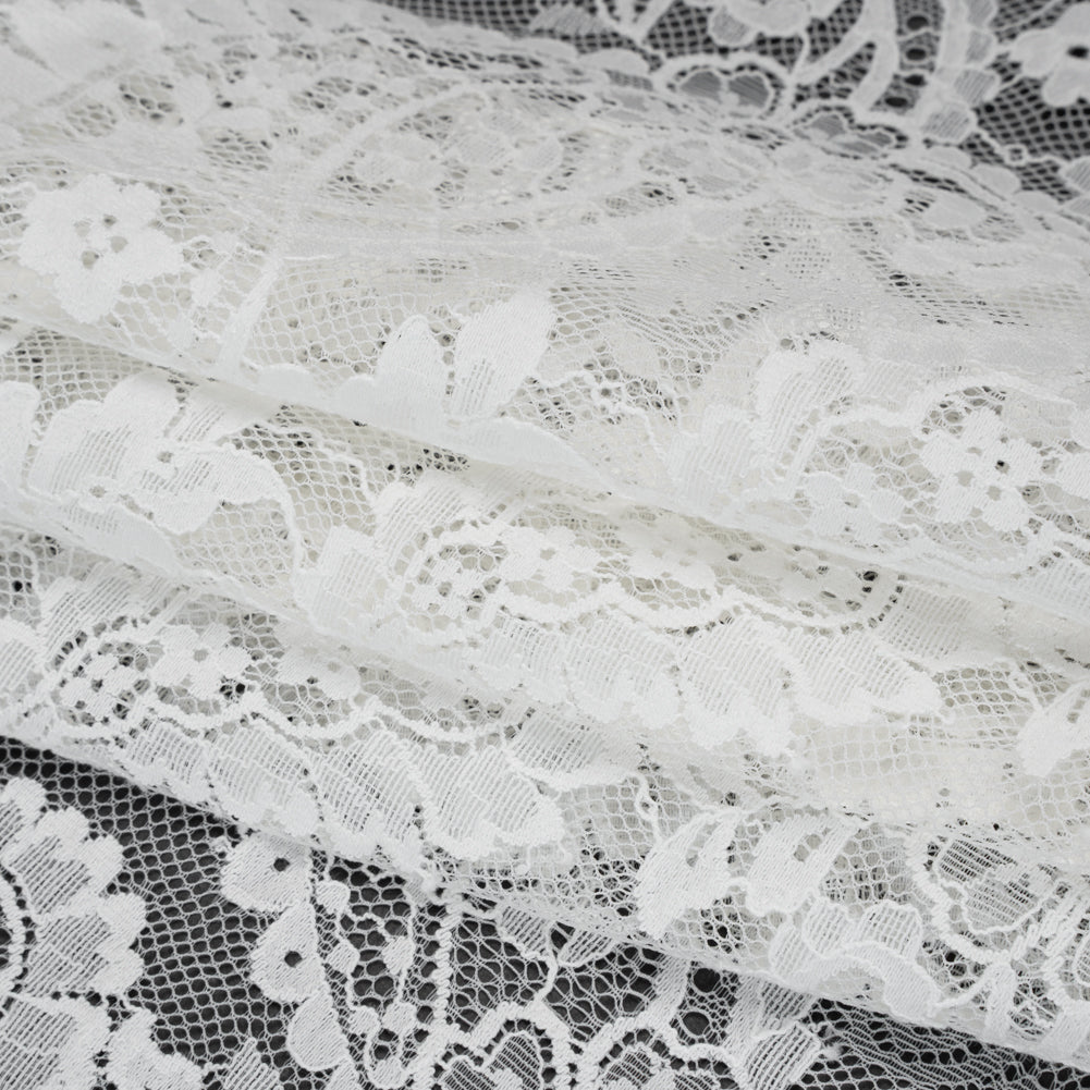 Cotton Blend Re-Embroidered Lace - Cloud Dancer Paisley and Floral - Famous Australian Designer Deadstock