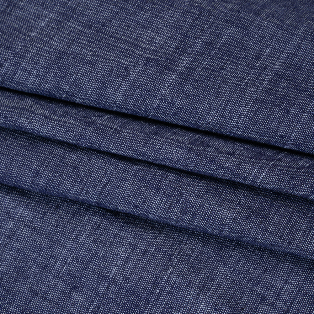 Polyester, Rayon and Linen Denim-Like Woven - Dark Blue - Designer Deadstock