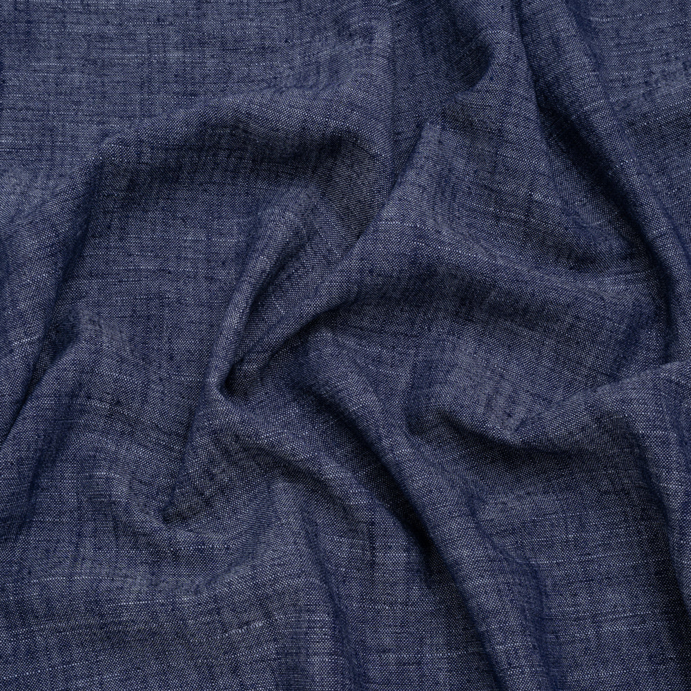 Polyester, Rayon and Linen Denim-Like Woven - Dark Blue - Designer Deadstock