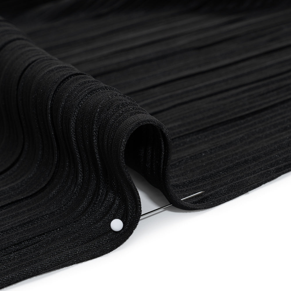 Polyester Plisse Knit - Black - Designer Deadstock
