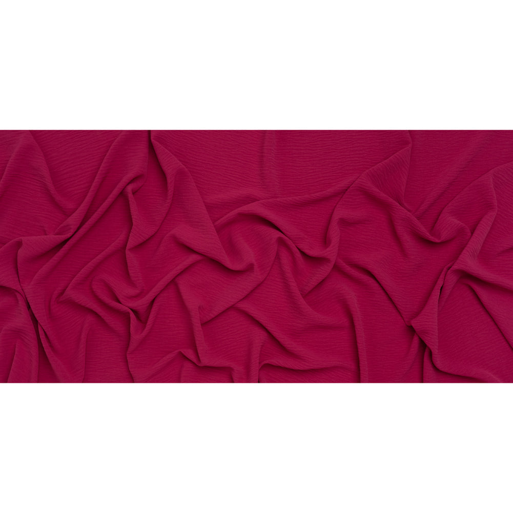 Crinkled Stretch Polyester Woven - Magenta - Designer Deadstock