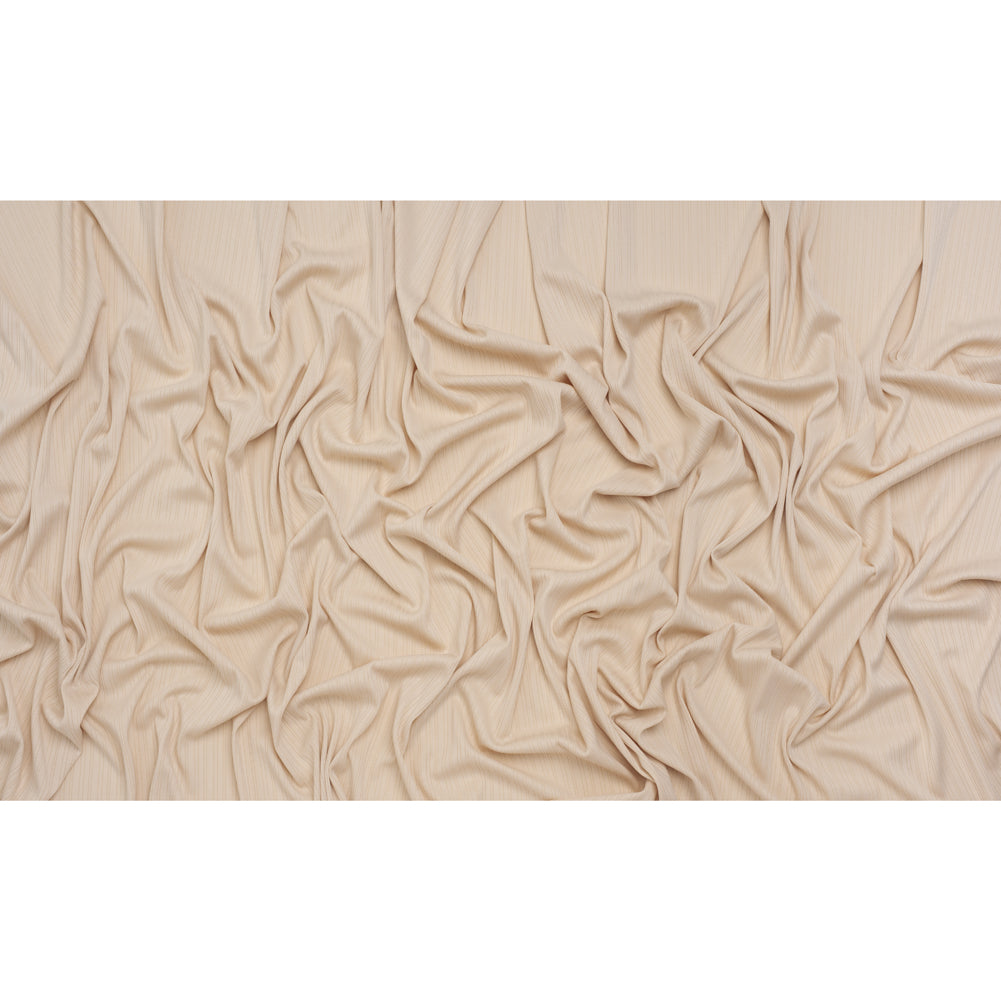 Stretch Polyester Barcode Rib Knit - Oatmeal - Designer Deadstock