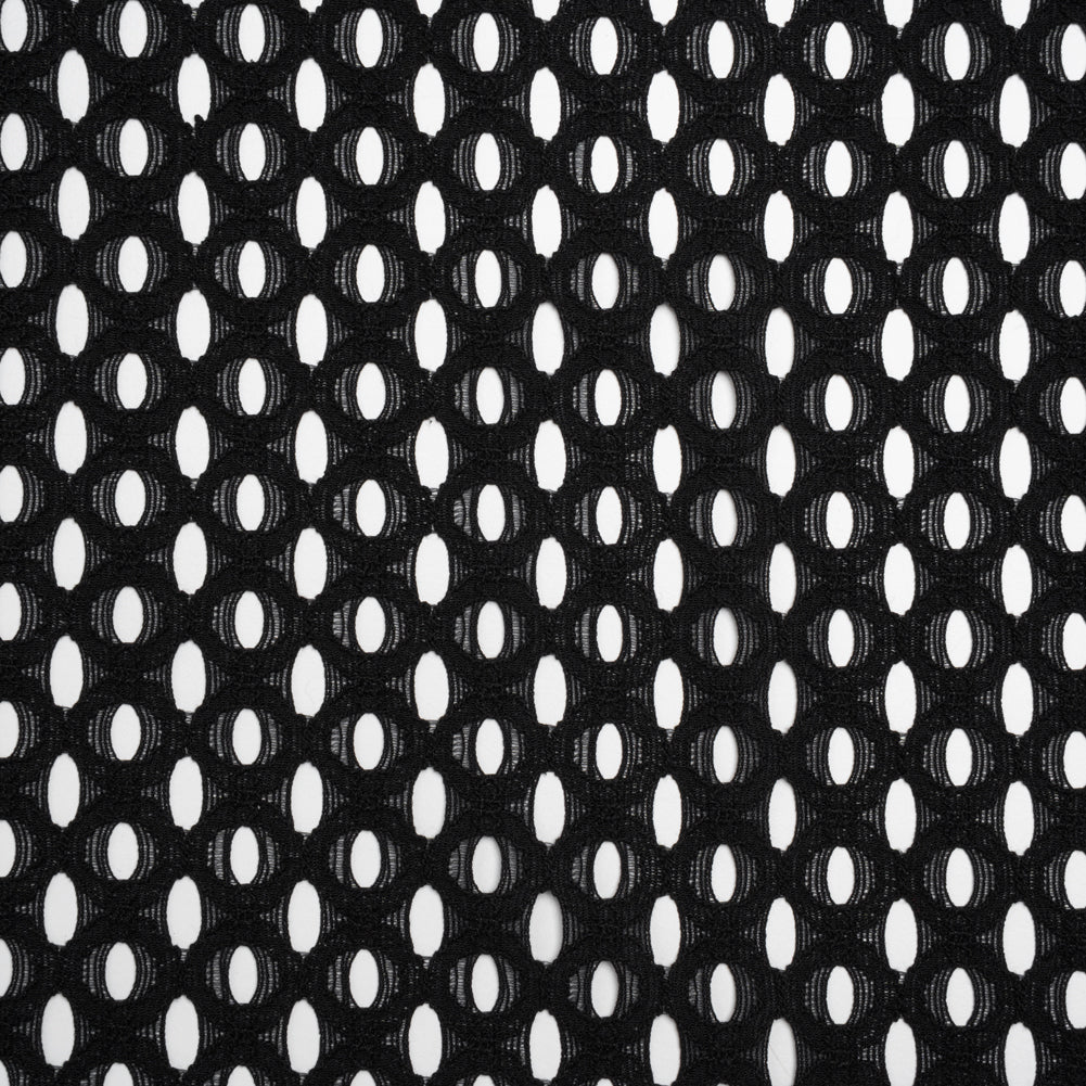 Nylon and Cotton Novelty Knit Re-Embroidered Lace - Oval Lattice - Designer Deadstock