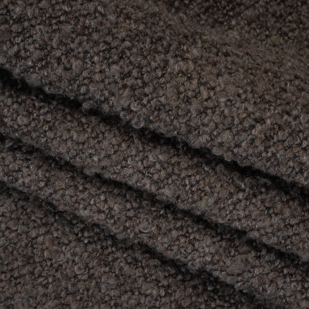 Wool Blend Boucle Tweed - Brown