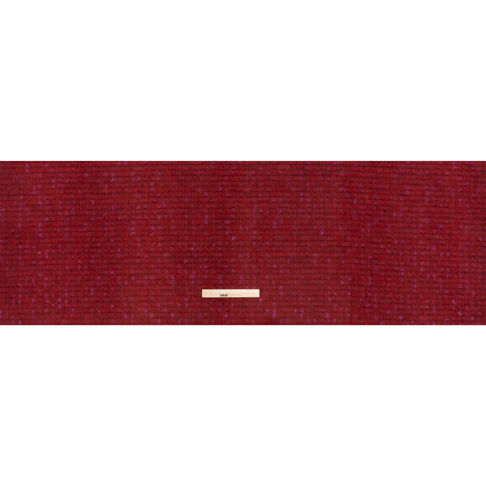 Brushed Wool Blend Tweed - Red, Burgundy and Fuchsia Plaid