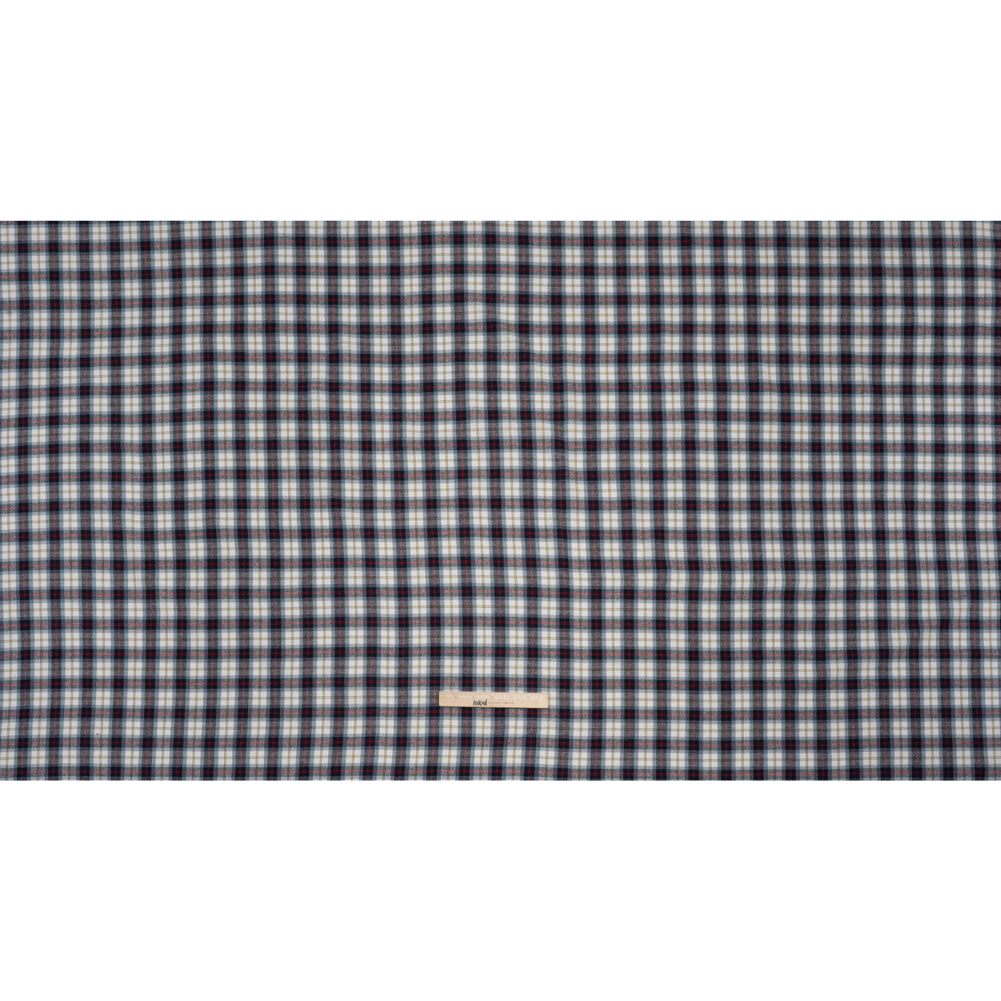Yarn-Dyed Cotton Twill Flannel - Blue, Red and White Plaid
