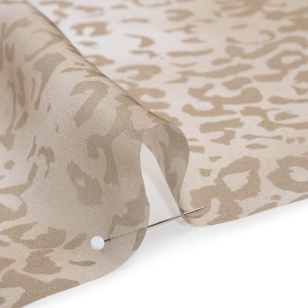Silk Voile Print - Soft Beige and Tan Cheetah Spots - Deadstock