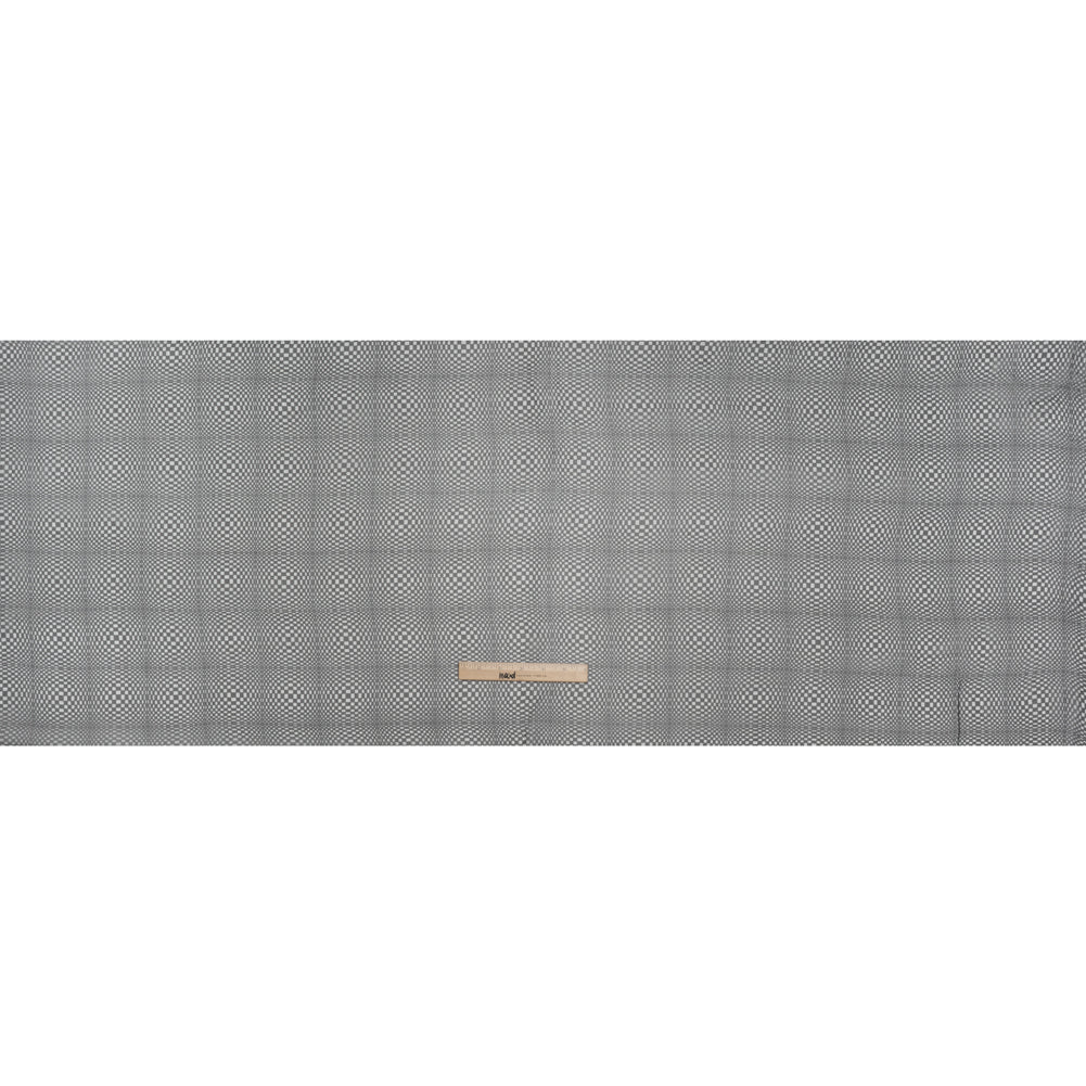 Silk Chiffon Print - Black and White Op Art Checkerboard - Deadstock