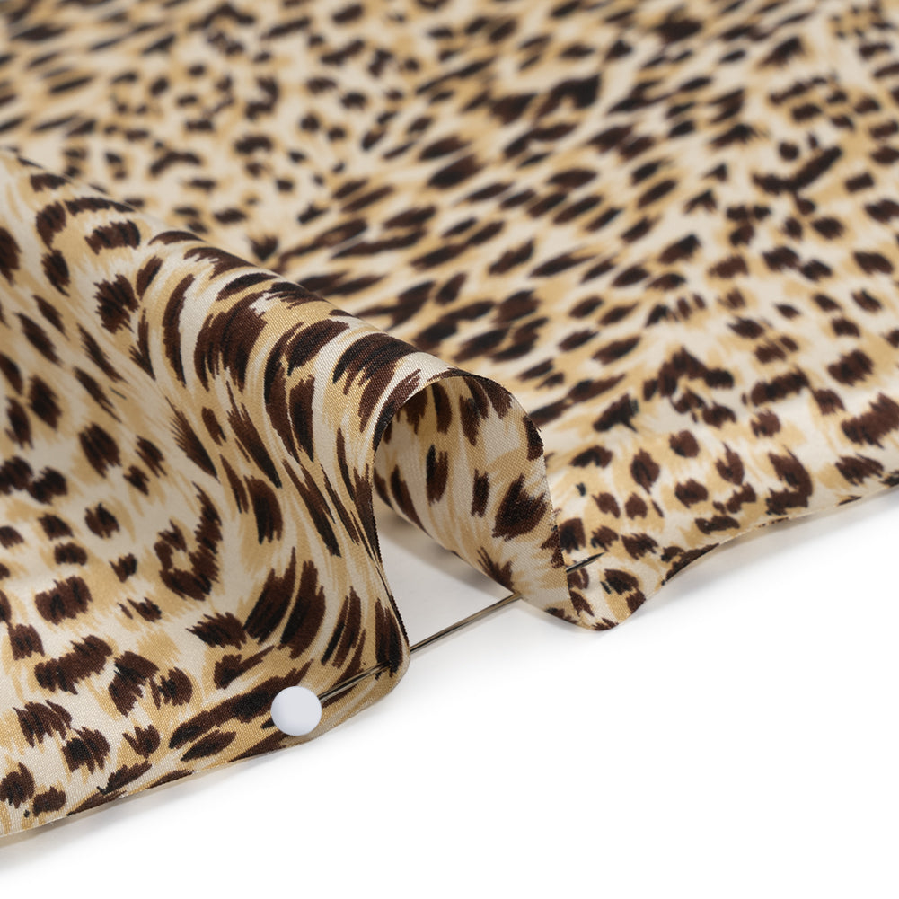 Silk Charmeuse Print - Beige and Brown Little Animal Spots - Deadstock