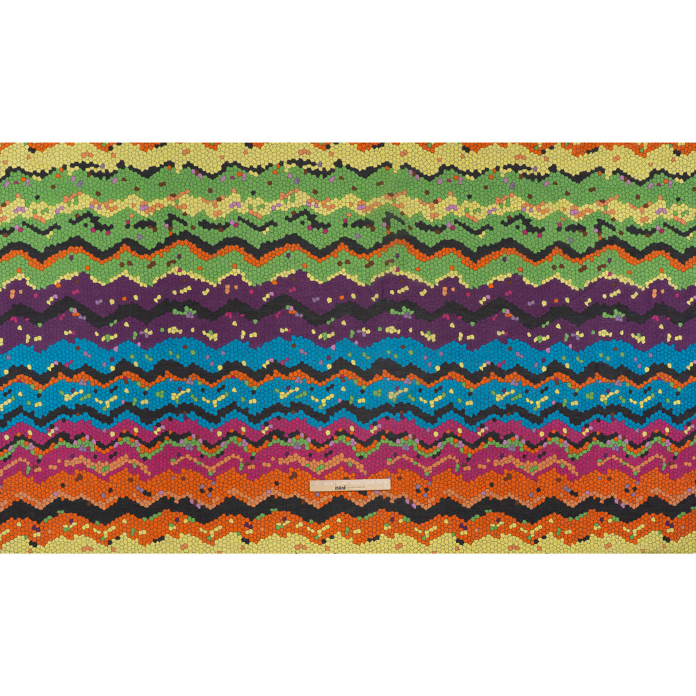 Silk and Cotton Voile Print - Rainbow Mosaic Stripes - Deadstock