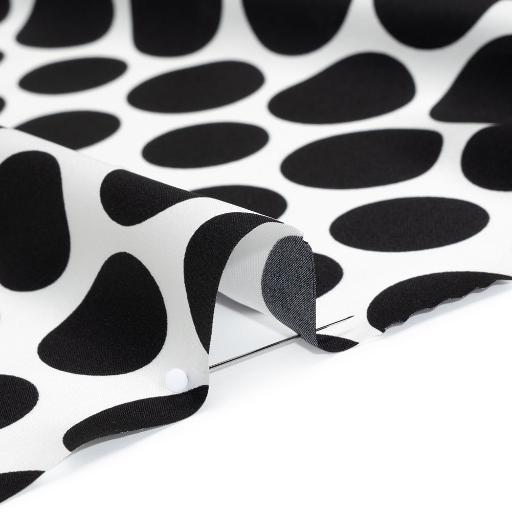 Silk Charmeuse Print 16MM, Made in Italy - Black and White Polka Dot Gradients