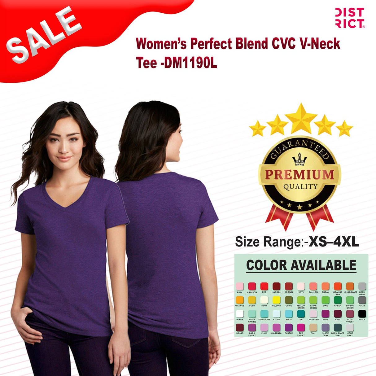 District® Women’s Perfect Blend Short Sleeve CVC V-Neck Tee