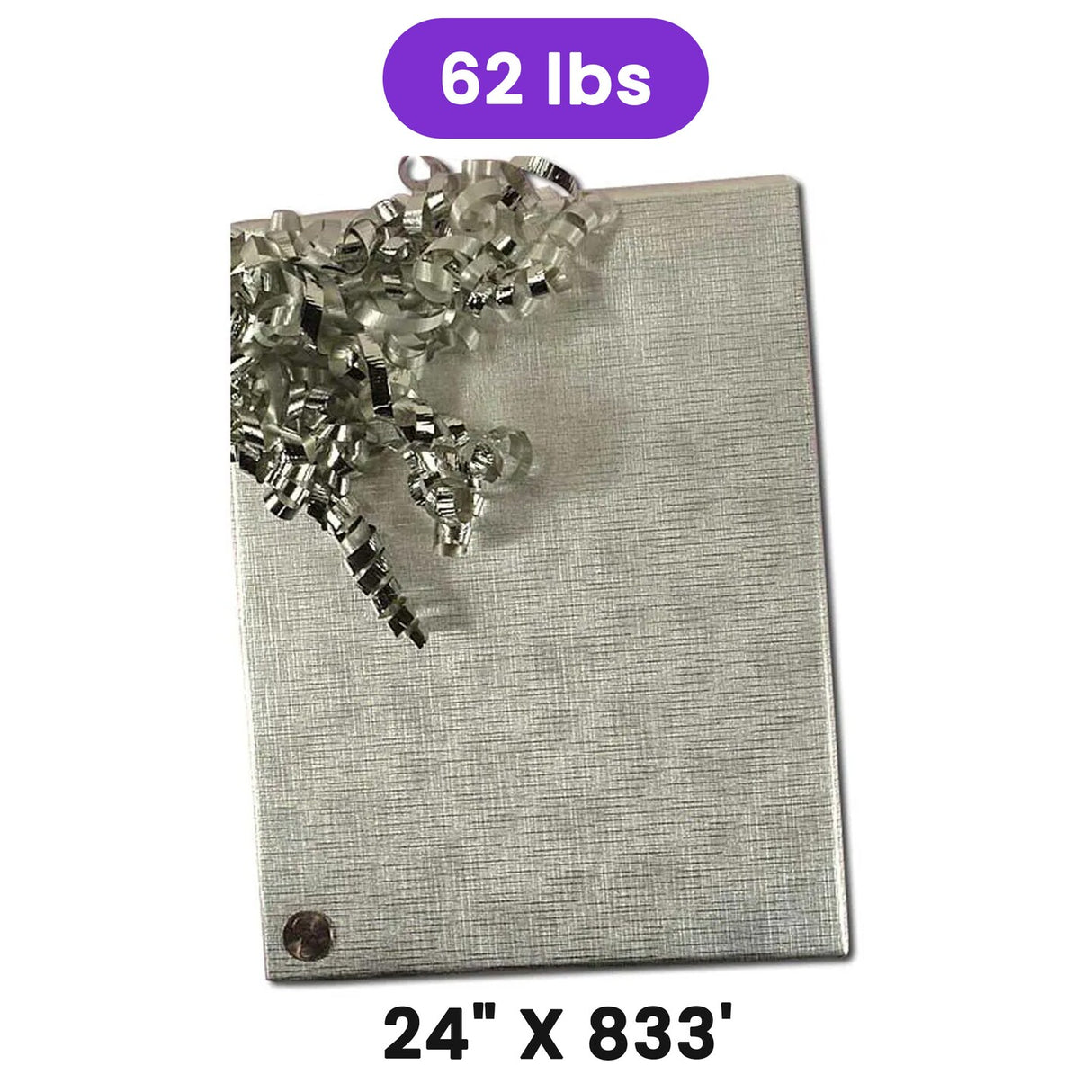 Silver Textured Embossed Metallic Wrapping Paper 24" x 833" Jumbo Roll